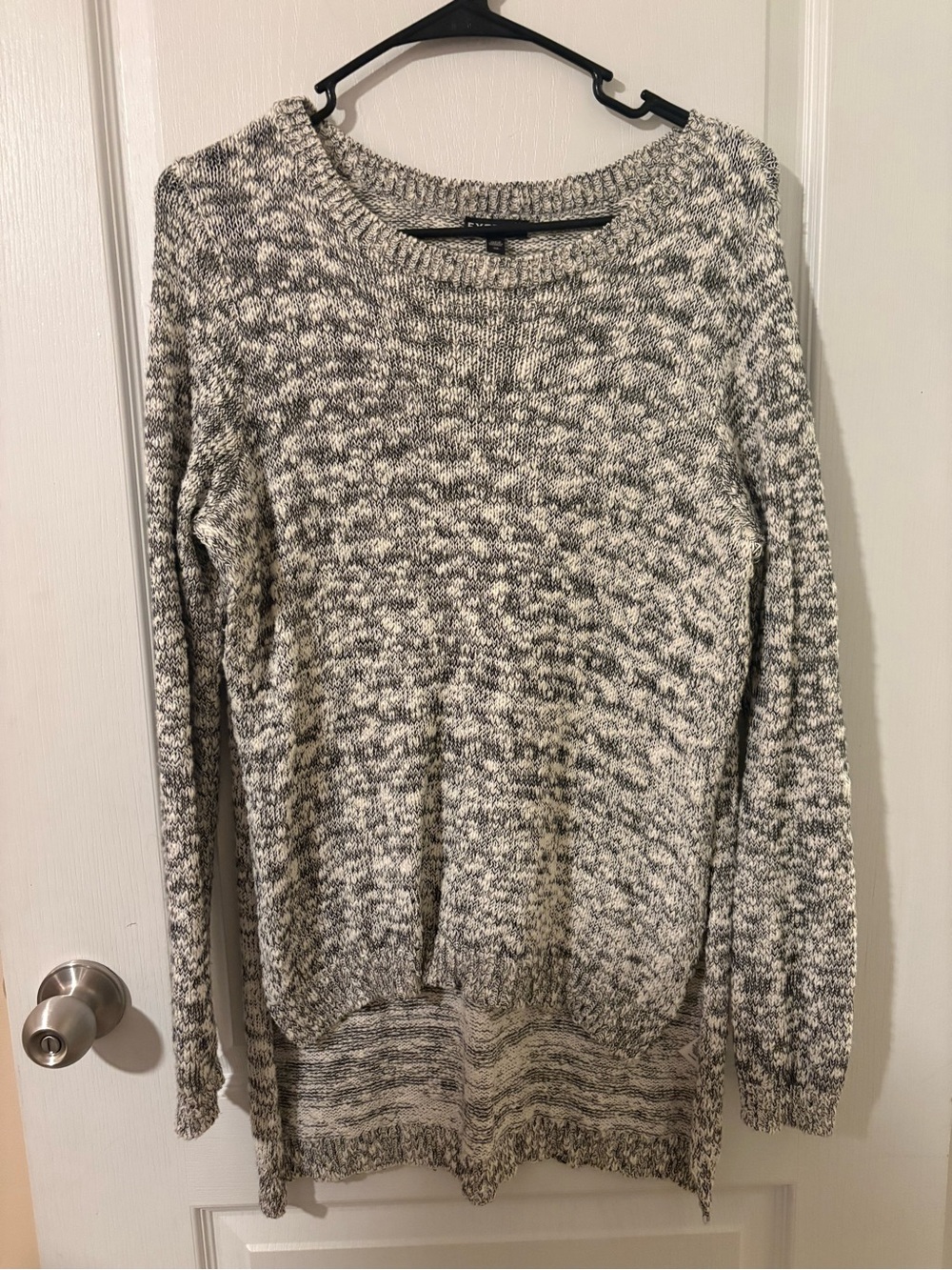 Express hi-low marled gray cutout sweater